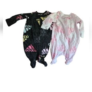 Adidas Infant One Piece Bundle Of Two- Black and Pink 0-3 Months